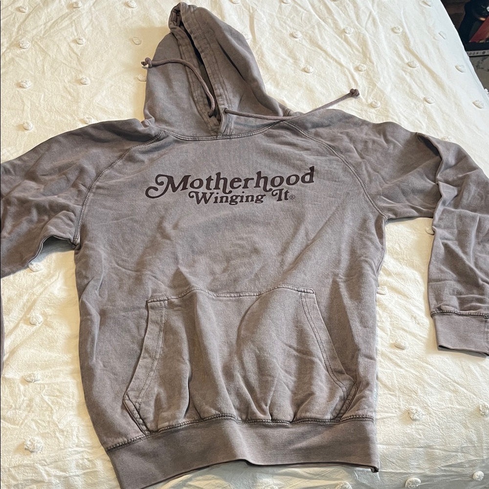 Motherhood Winging It Gray Hoodie
